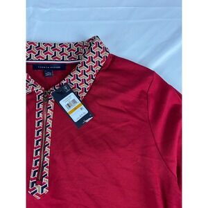 Tommy Hilfiger Womens 3XL College Prep‎ Red Pullover 1/4 Zip Blouse Top